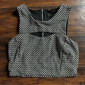 Topshop Jacquard Keyhole Sleeveless Crop Top